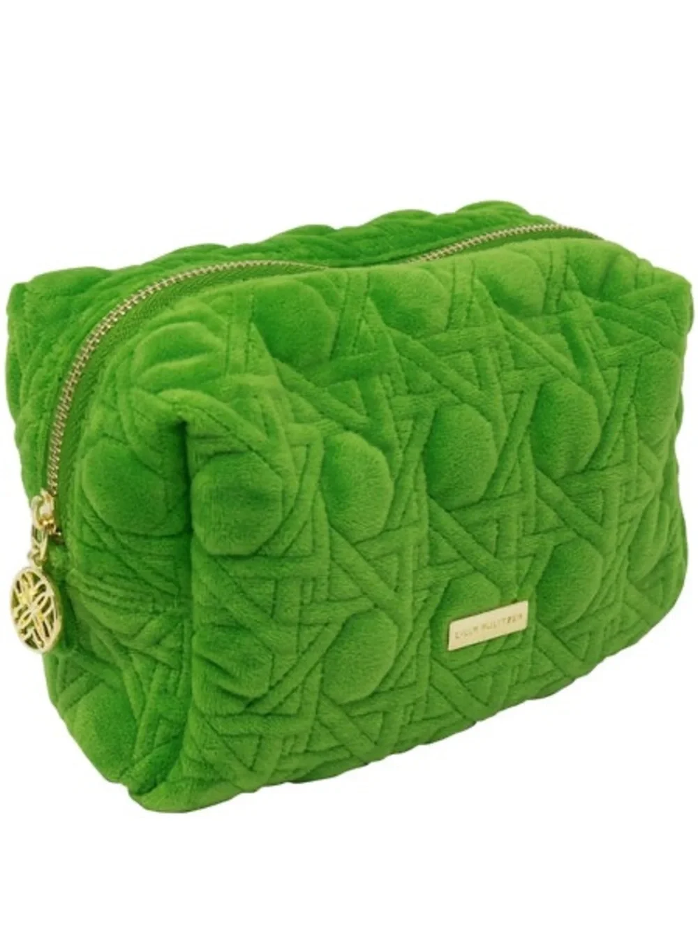 Lilly Pulitzer Gold Quilted Zipper Pouches, Cute Cosmetic Case for Women, Travel